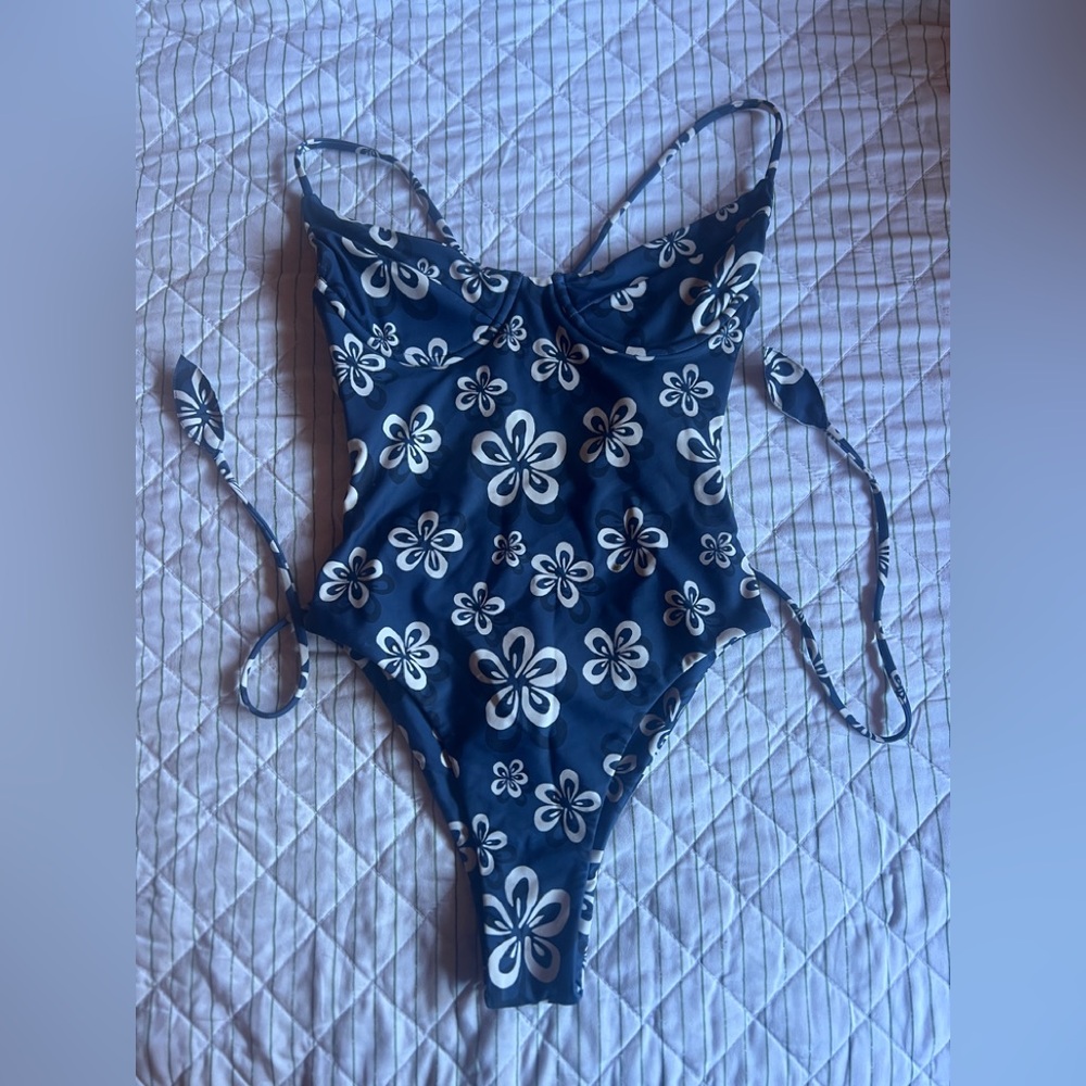 Benoa Swim Navy and White Floral One Piece
